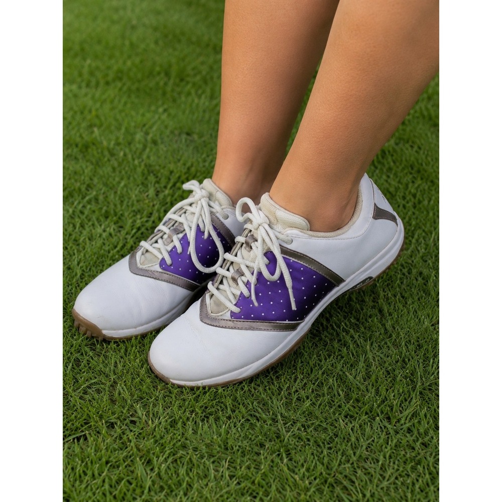Nike Air Women's Golf Shoes Size 6 White And Purple Cleats Classic -23